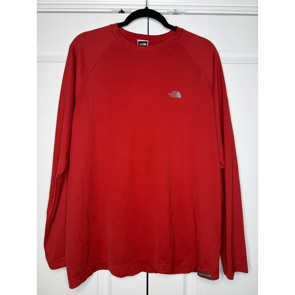 The North Face Shirt Mens Large Red VaporWick Long Sleeve Athletic Top Running